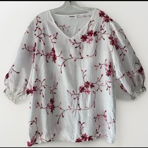 Kindred Beaded Floral Tunic Blouse Top Size 3X Cottagecore Romantic Boho Peasant